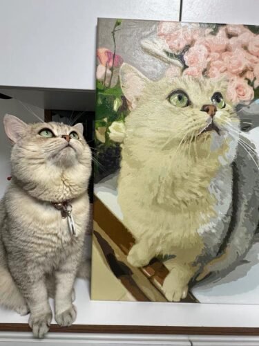 Click to view full screen Pet custom DIY handmade oil painting photo review